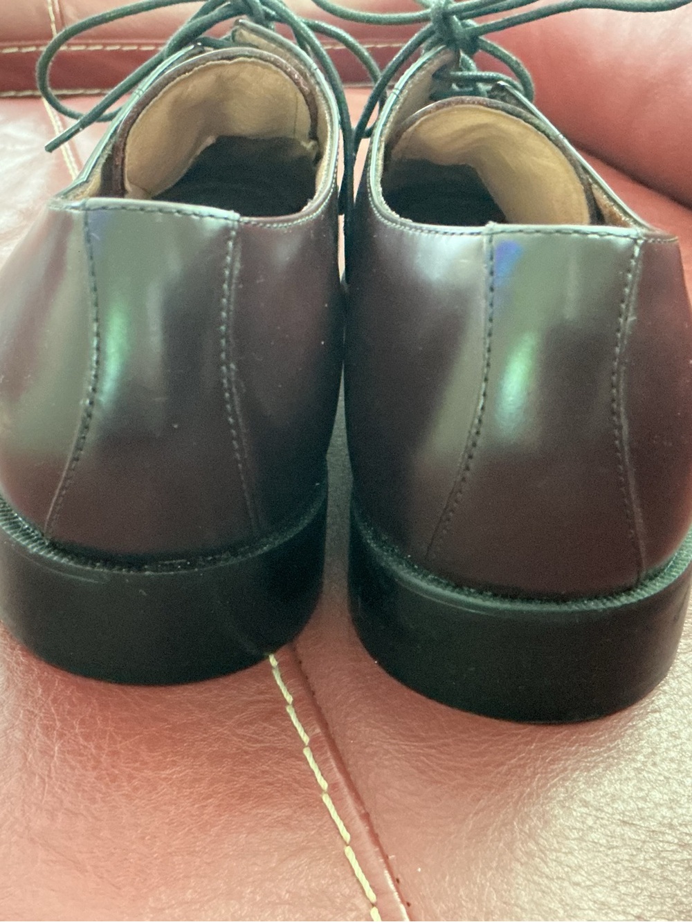 Men's Leather Cap-Toe Dress Shoes in Dark Burgundy by Bostonian - Picture 4 of 6